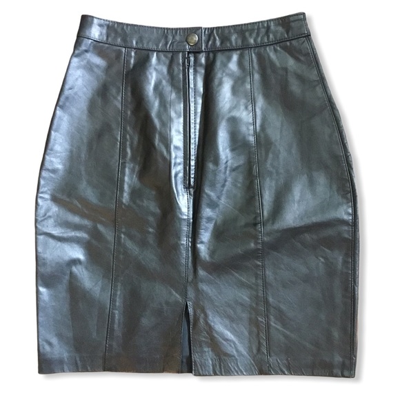 VINTAGE CODE NOUVEAU LEATHER MINI SKIRT SIZE 3 - Picture 2 of 4